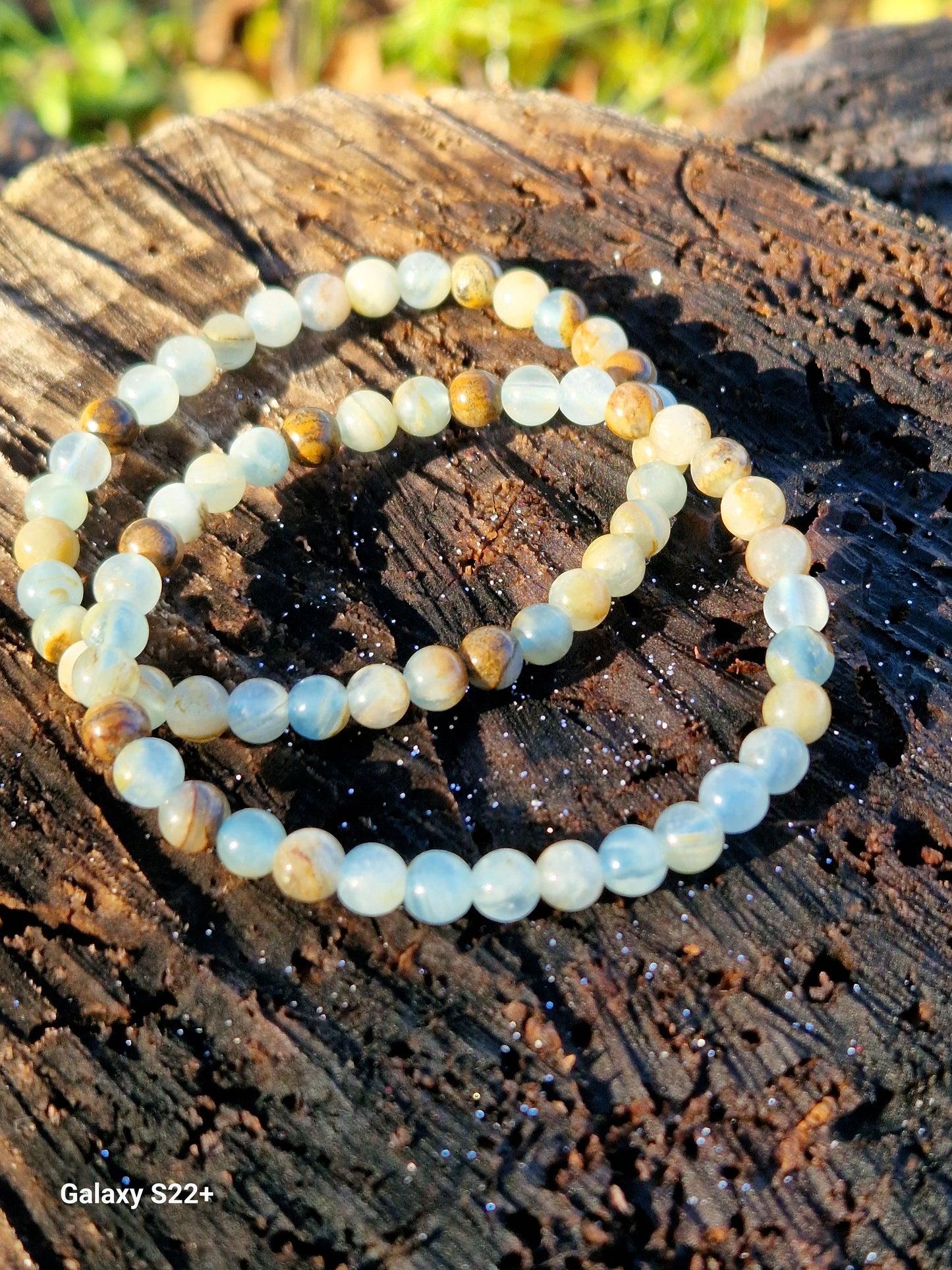 Bracciale 6 mm onice blu pietra naturale