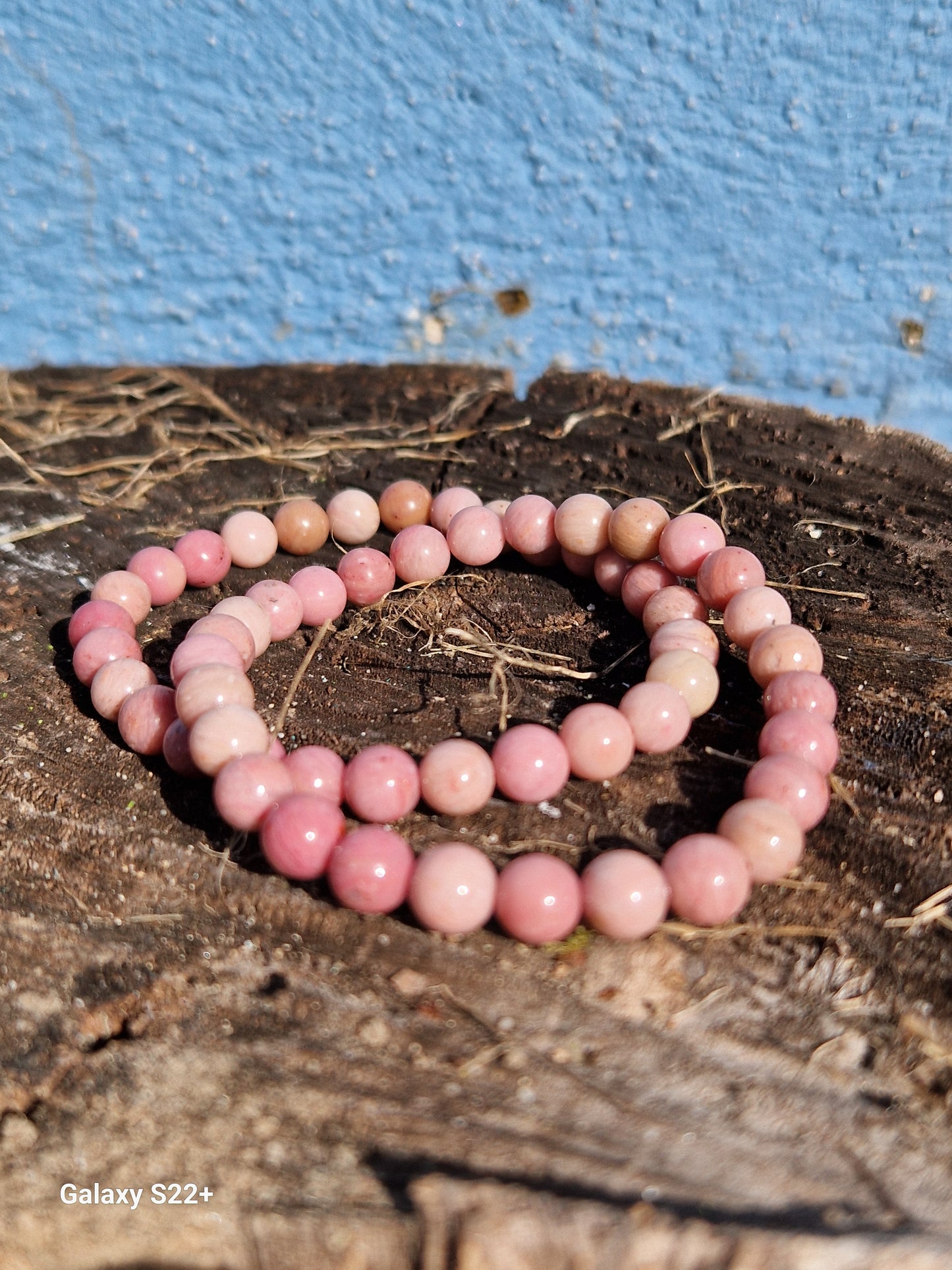 Bracciale 6 mm rodonite pietra naturale