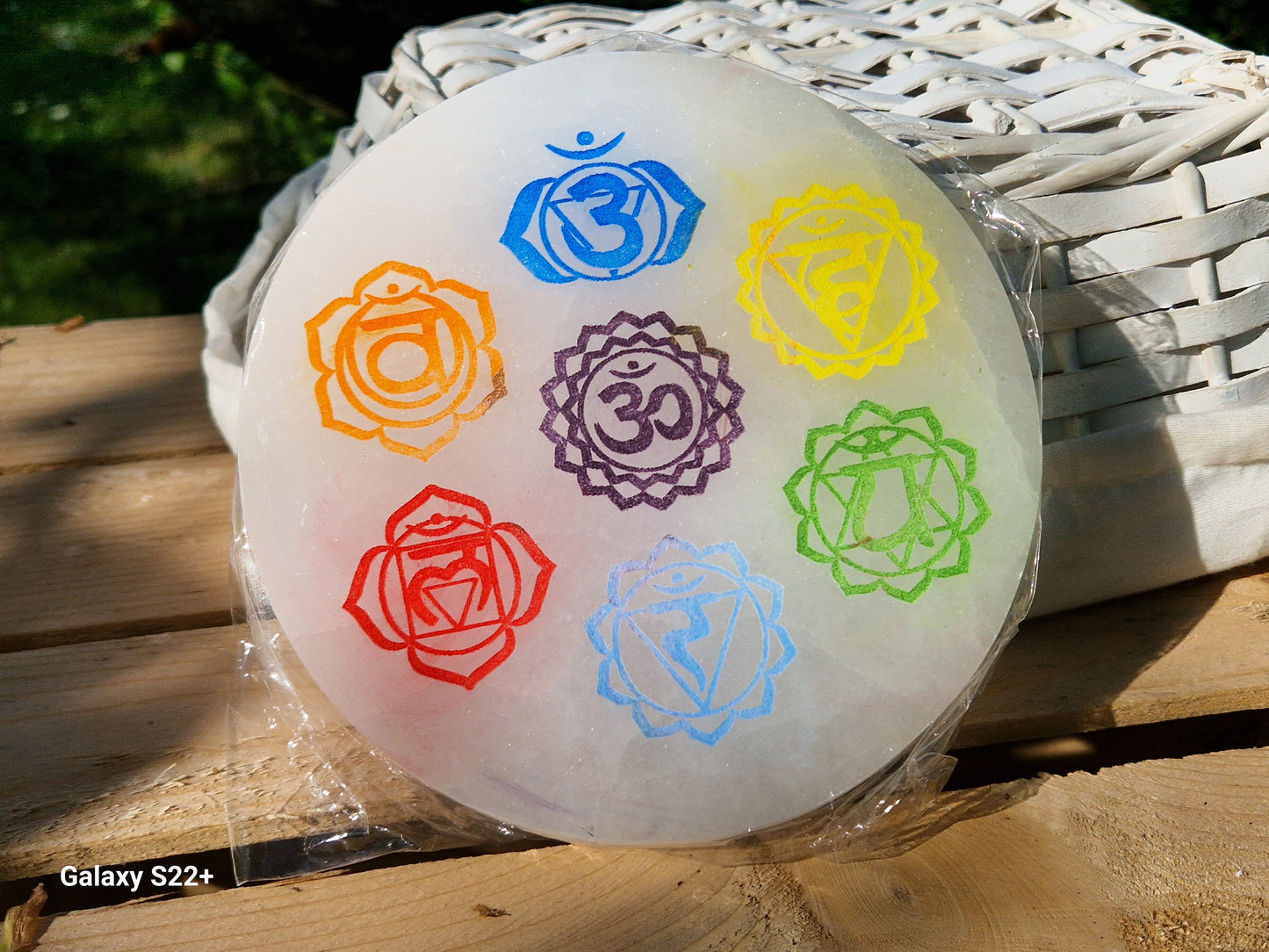 Piatto armonizzatore selenite pietra naturale sette chakra