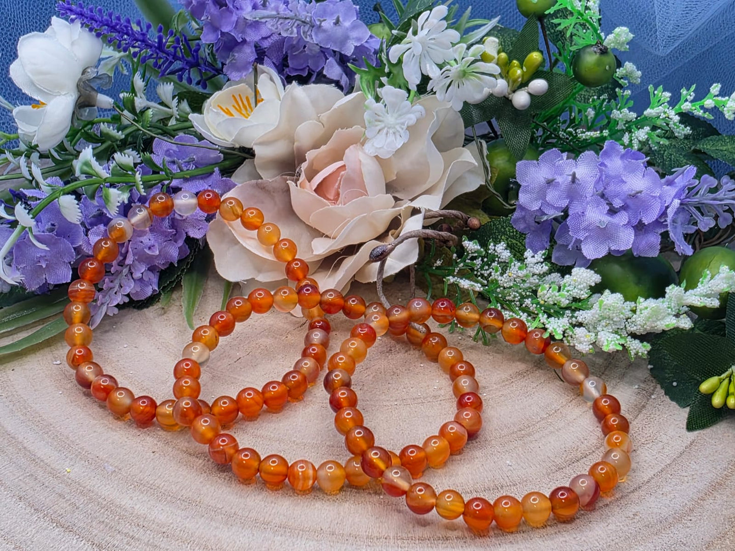 Bracciale 6mm corniola pietra naturale