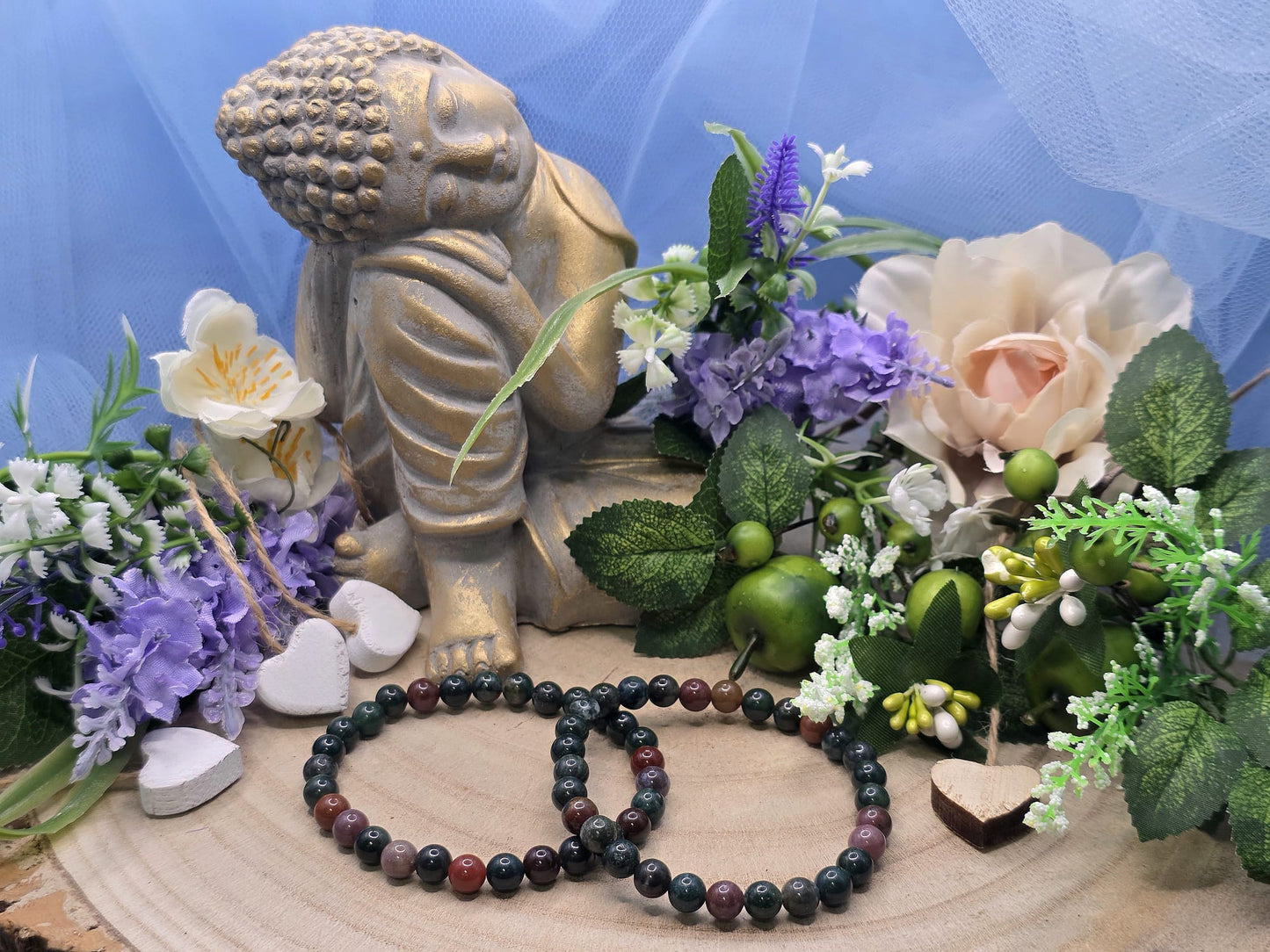 Bracciale 6mm eliotropio pietra naturale