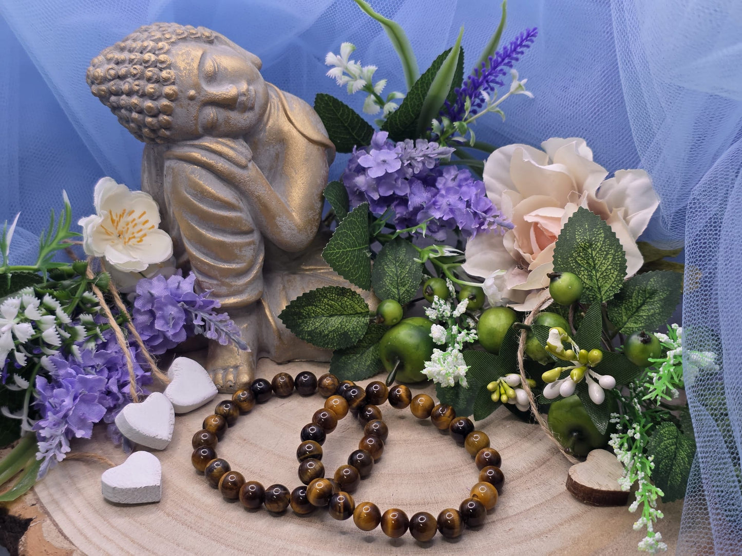 Bracciale 8 mm occhio di tigre pietra naturale