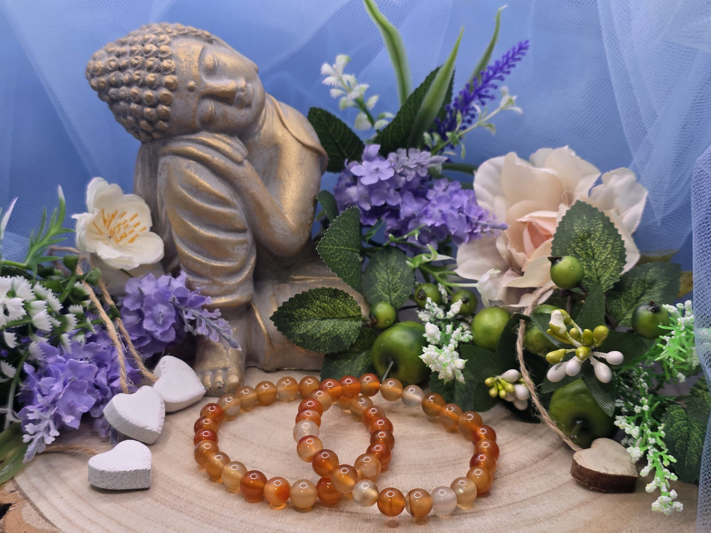 Bracciale 8mm corniola pietra naturale