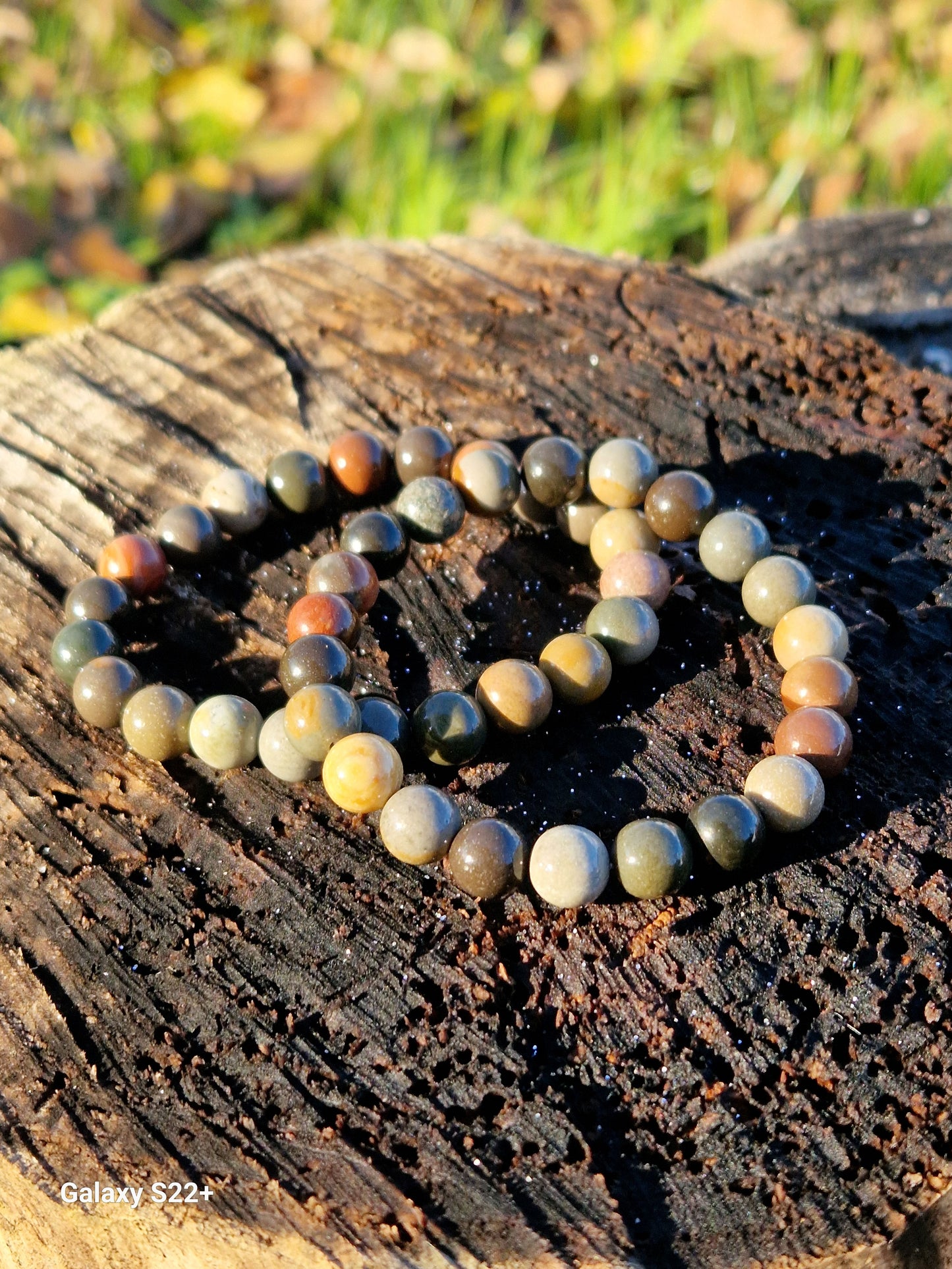 Bracciale 8mm diaspro oceano pietra naturale