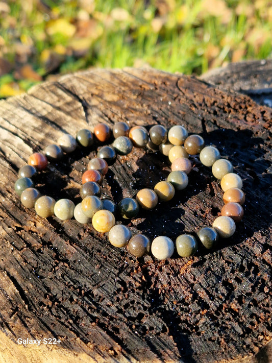 Bracciale 8mm diaspro oceano pietra naturale