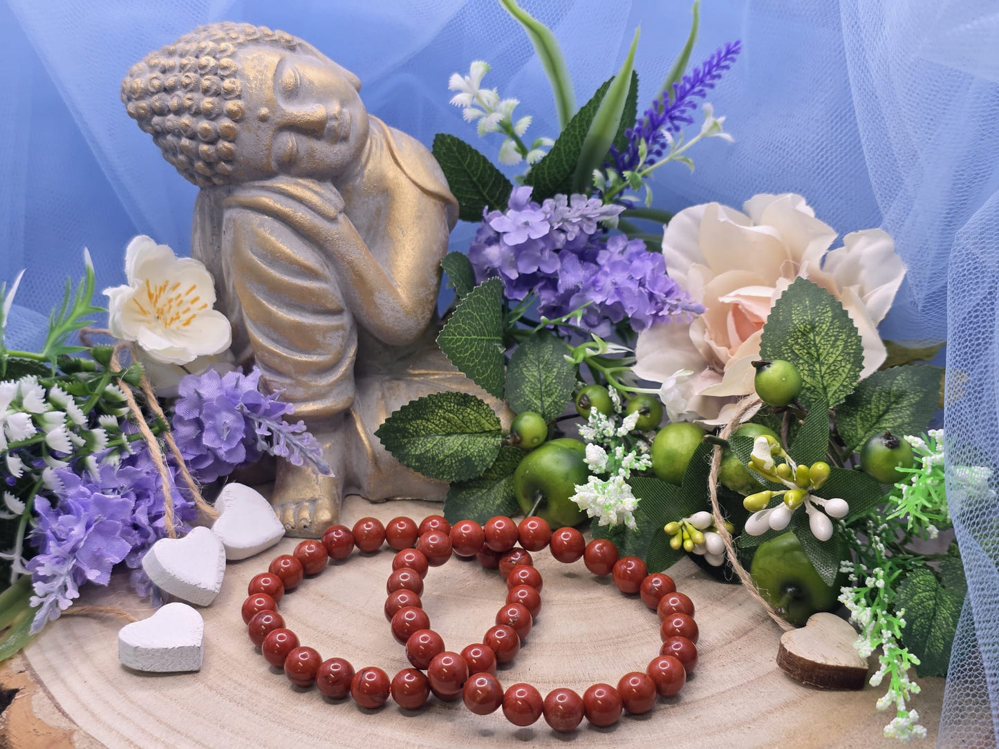 Bracciale 8mm diaspro rosso pietra naturale