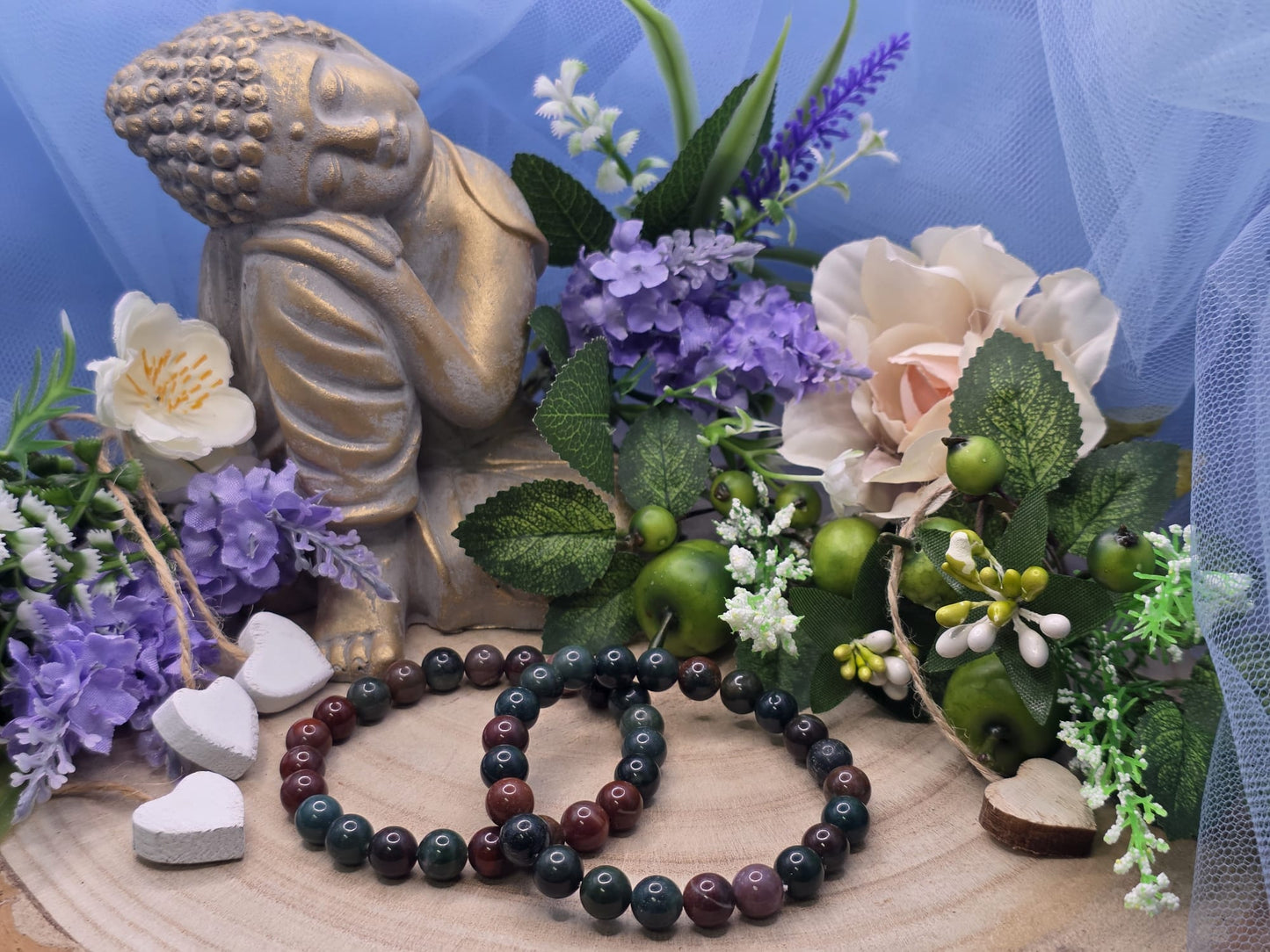 Bracciale 8mm eliotropio pietra naturale