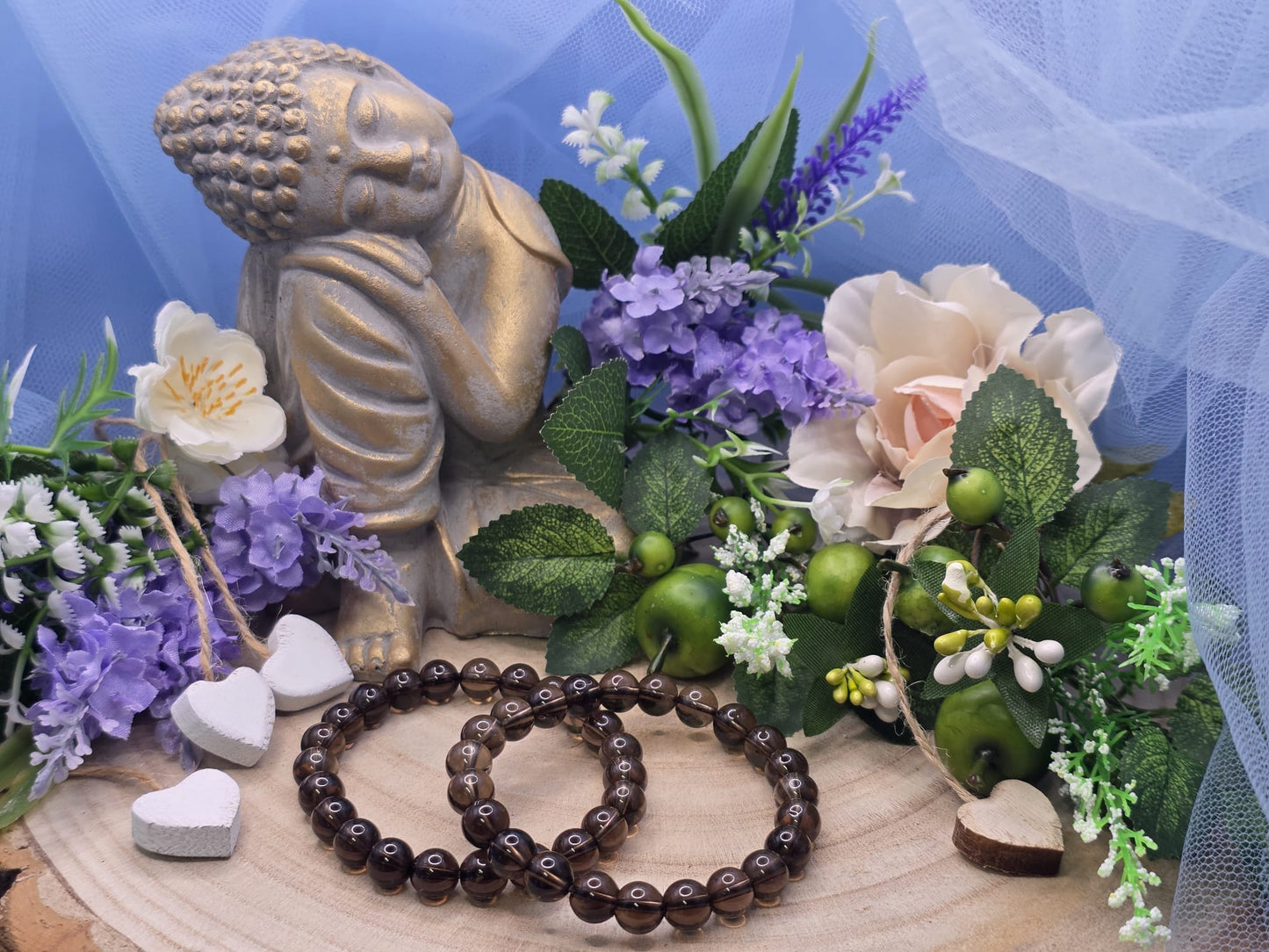 Bracciale 8mm quarzo fumé pietra naturale