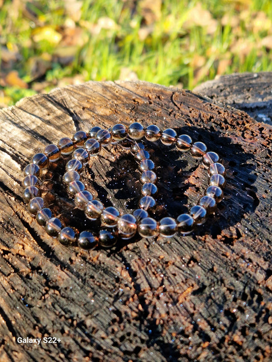 Bracciale 8mm quarzo fumé pietra naturale