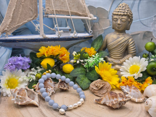 Bracciale Angelite e Perla naturale