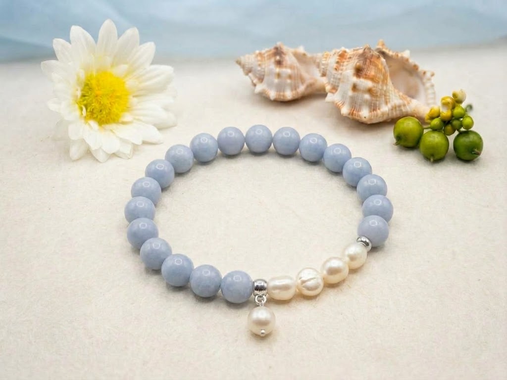 Bracciale Angelite e Perla naturale