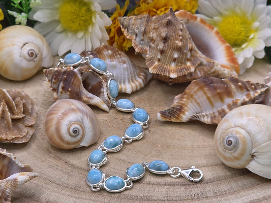 Bracciale in Larimar naturale su argento