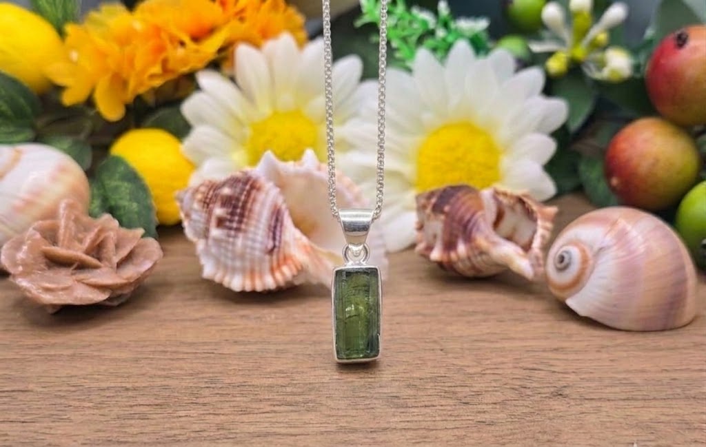 Ciondolo Tormalina verde e argento