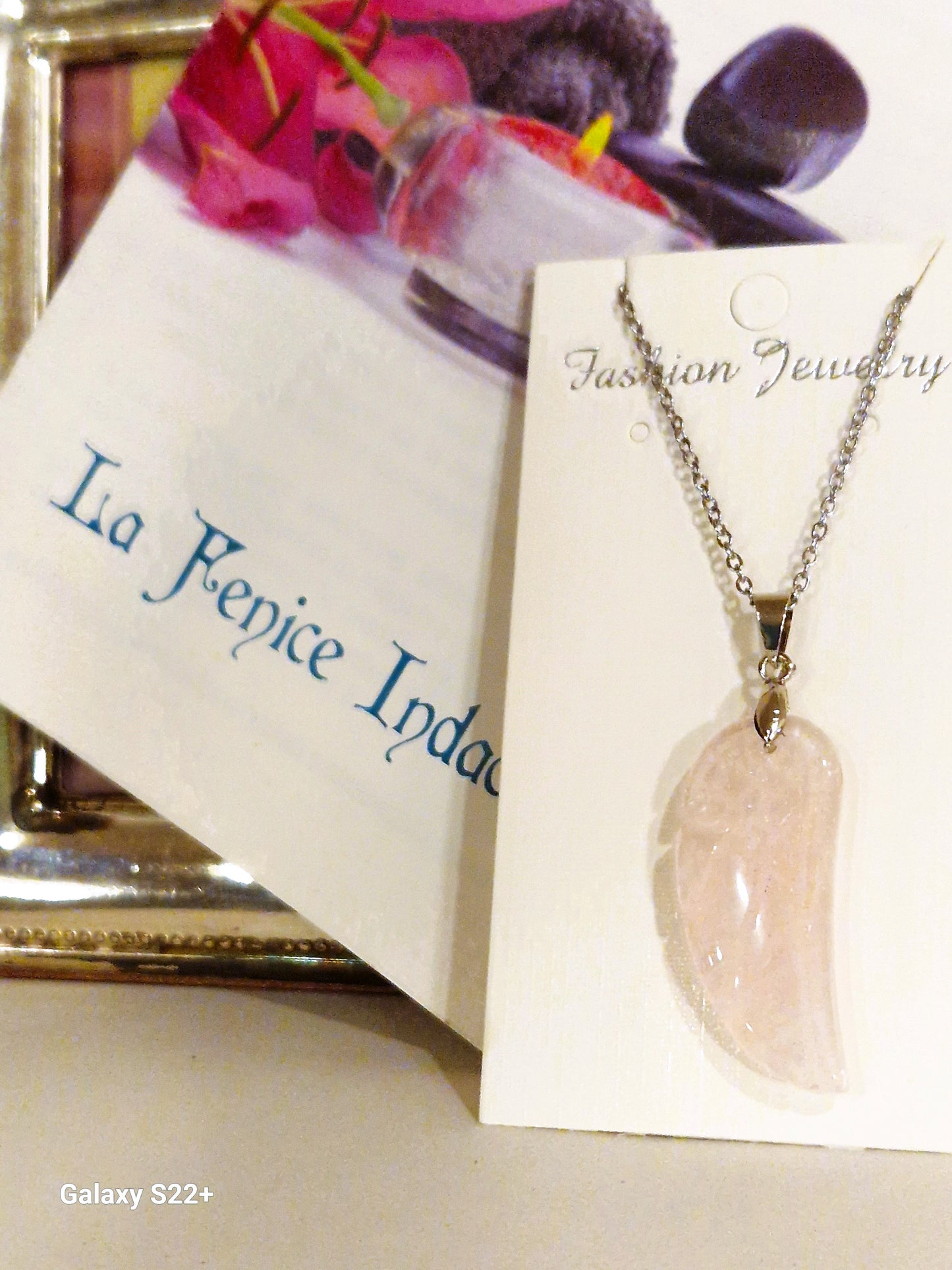 Ciondolo aluccia quarzo rosa pietra naturale