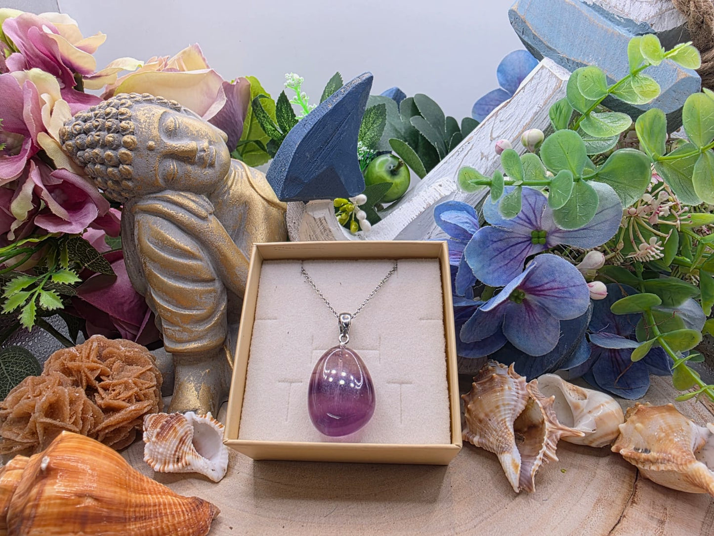 Ciondolo burattato fluorite pietra naturale