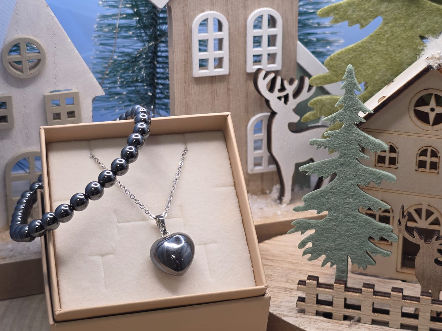 Ciondolo con bracciale Ematite pietra naturale