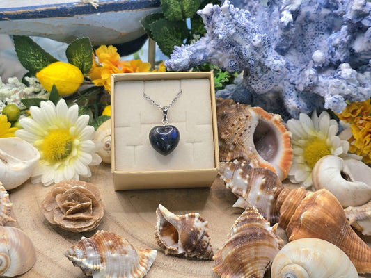 Ciondolo cuore in Labradorite naturale