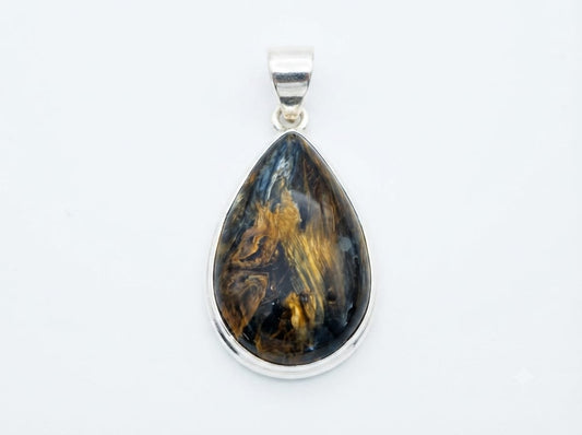 Ciondolo goccia in Pietersite e argento dettaglio