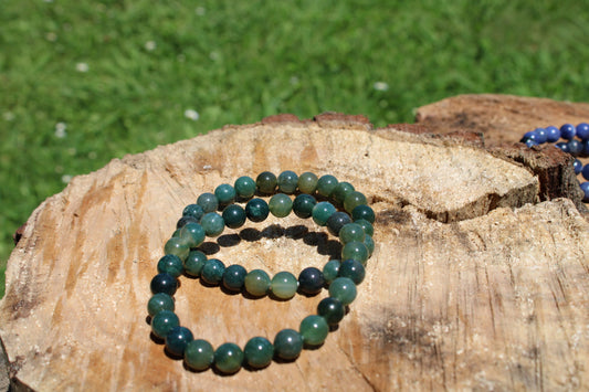 Bracciale 8mm agata muschiata pietra naturale