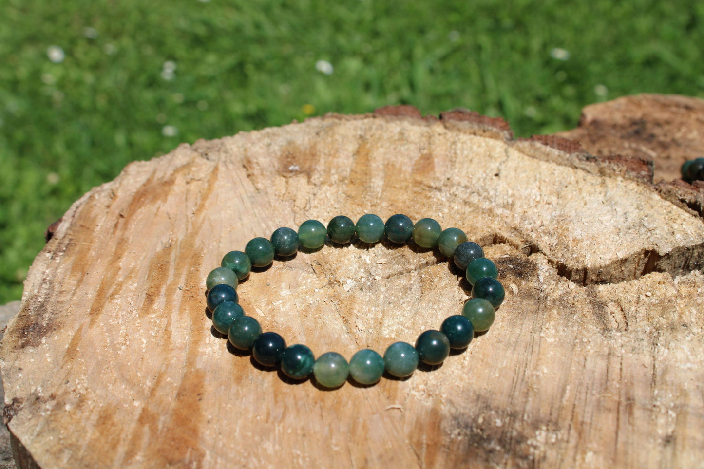 Bracciale 8mm agata muschiata pietra naturale