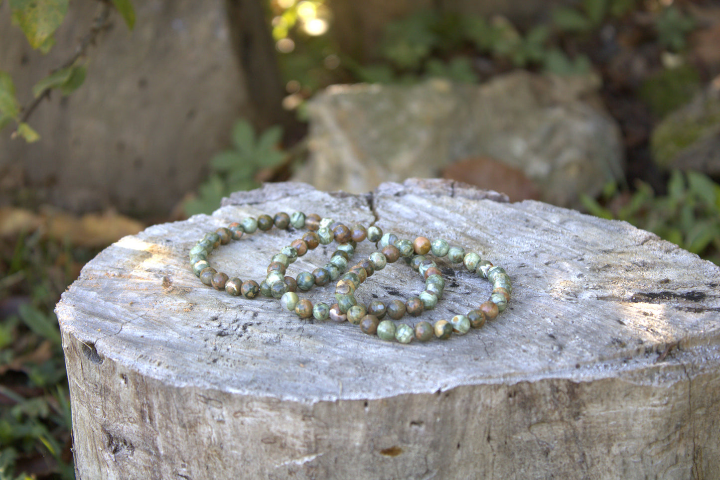 Bracciale 6 mm riolite pietra naturale