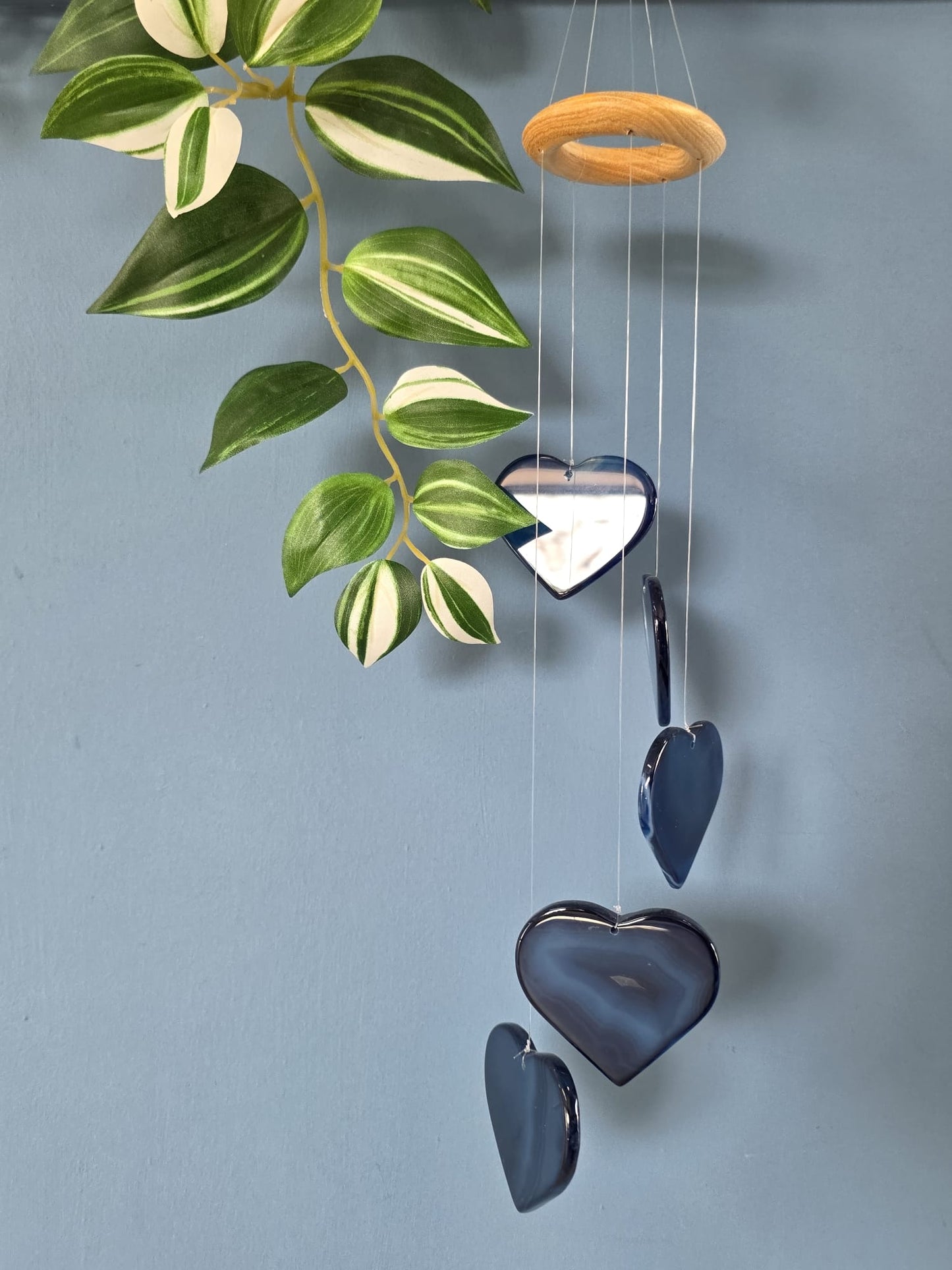 Campana a vento cuore Agata blu