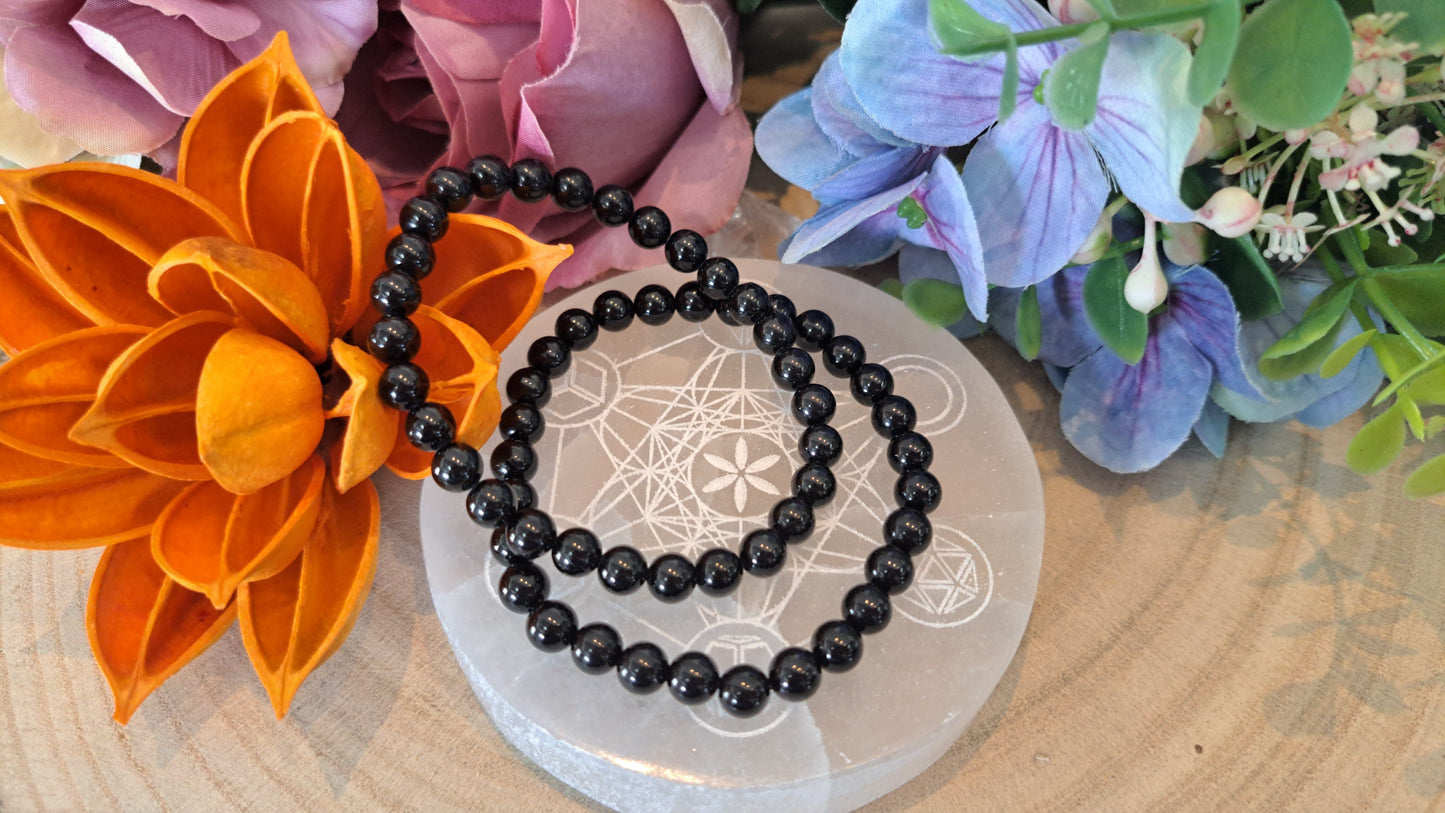 Bracciale 6mm Tormalina Nera pietra naturale