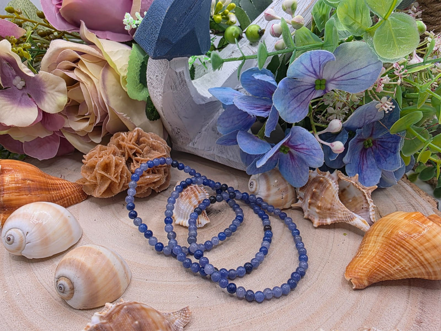 bracciale 4mm avventurina blu naturale