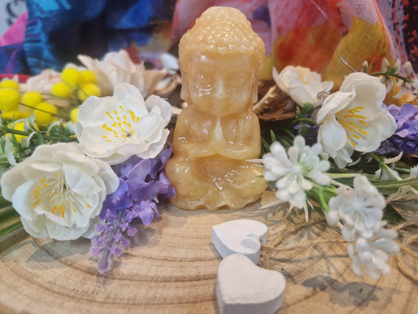Statua di Buddha in calcite gialla pietra naturale