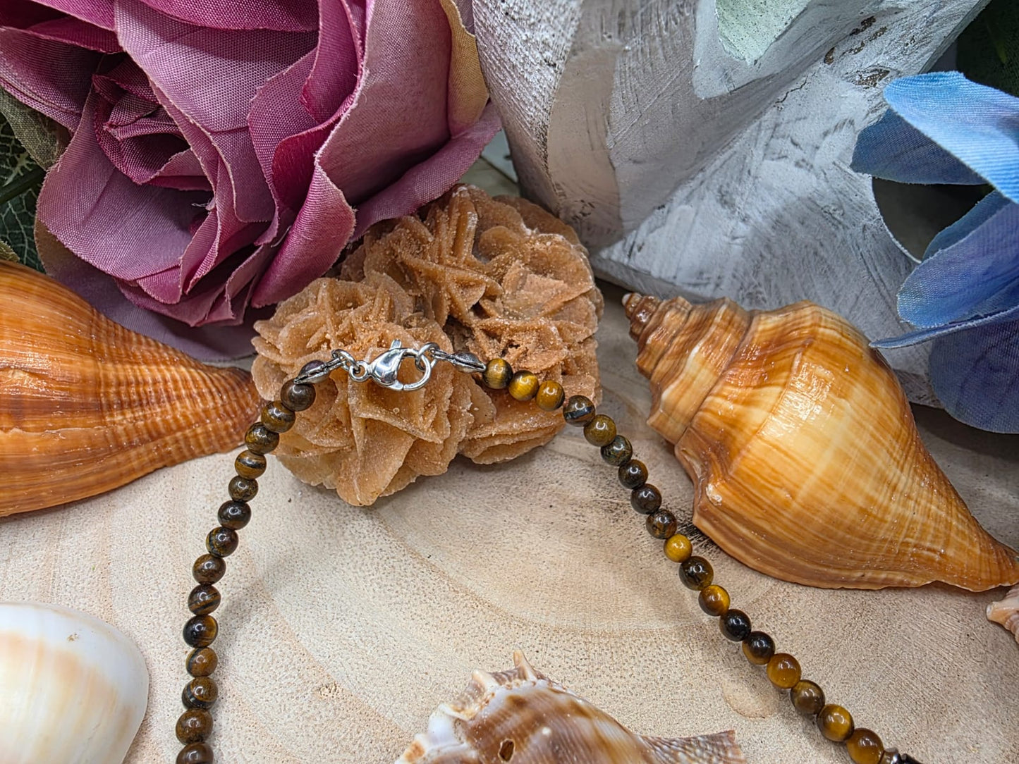 Collana Occhio di Tigre 4mm pietra naturale