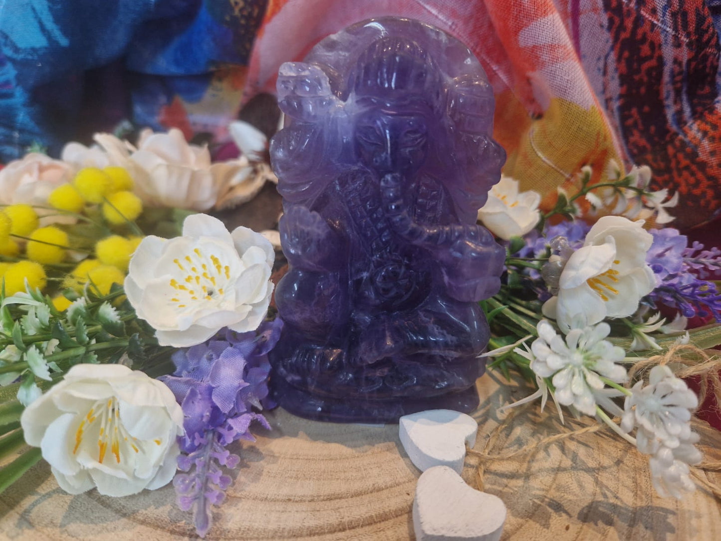 Statua di Ganesh in fluorite pietra naturale