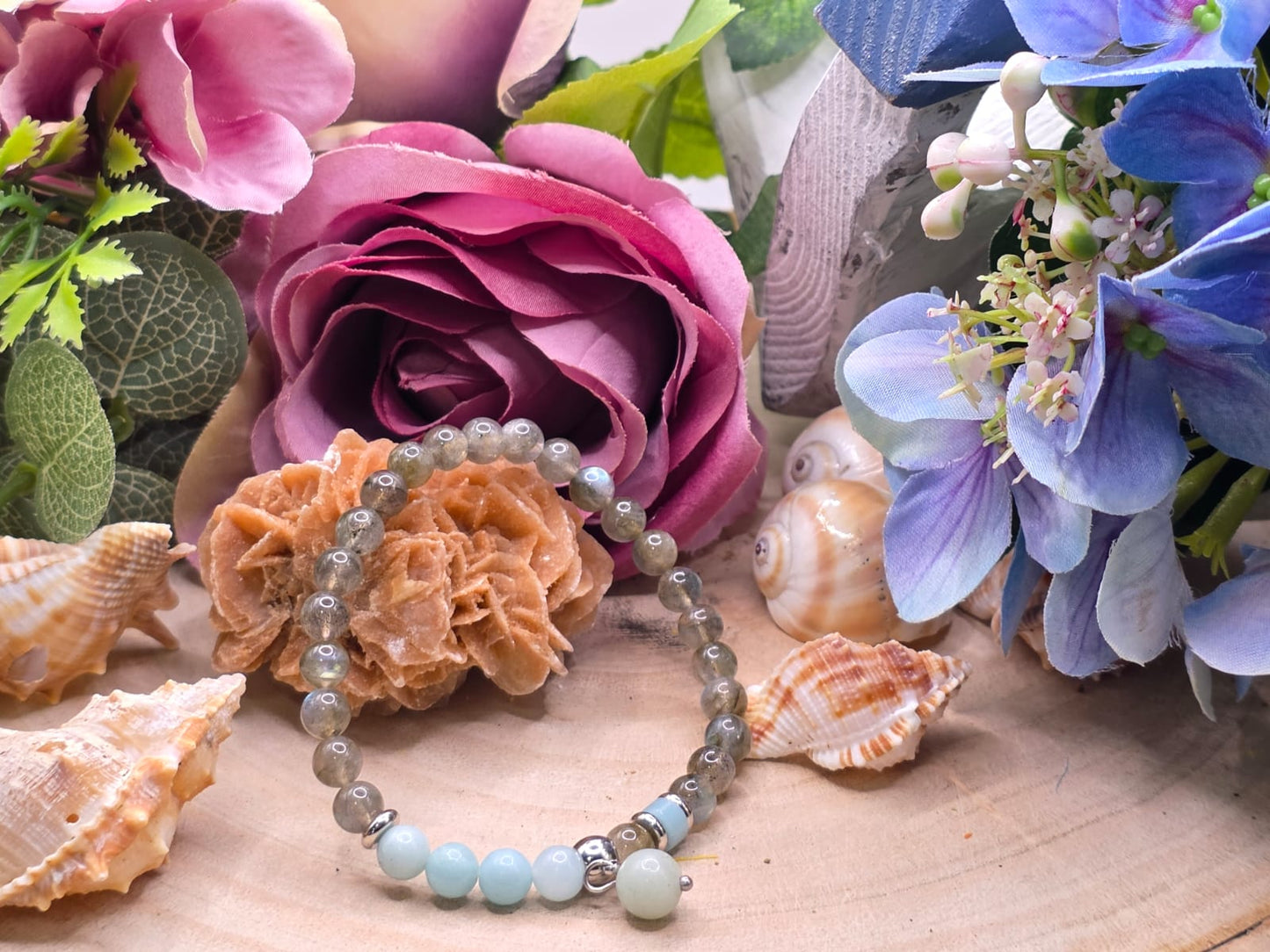 Bracciale Labradorite e Amazzonite pietra naturale