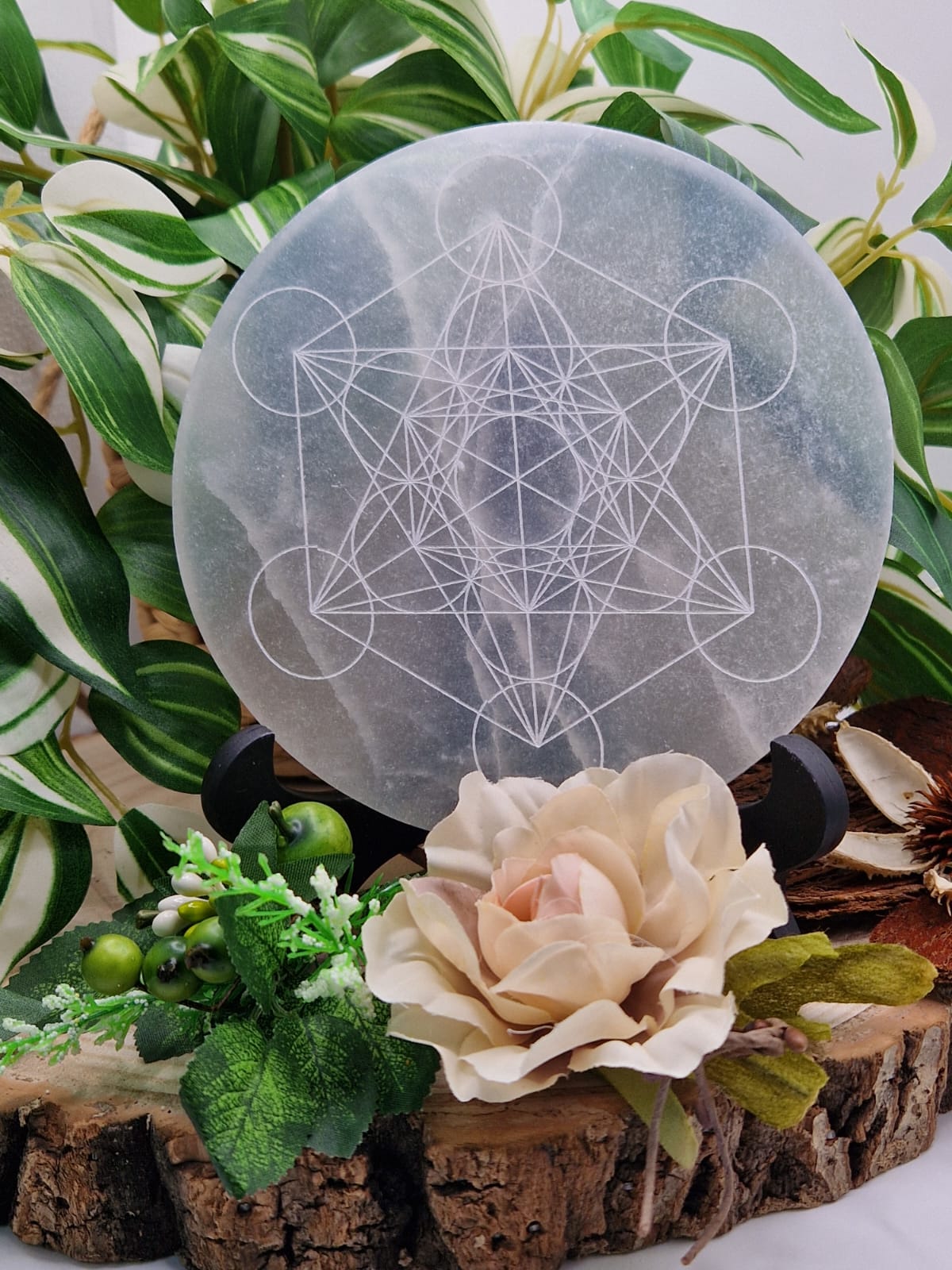 Piatto armonizzatore in selenite Metatron