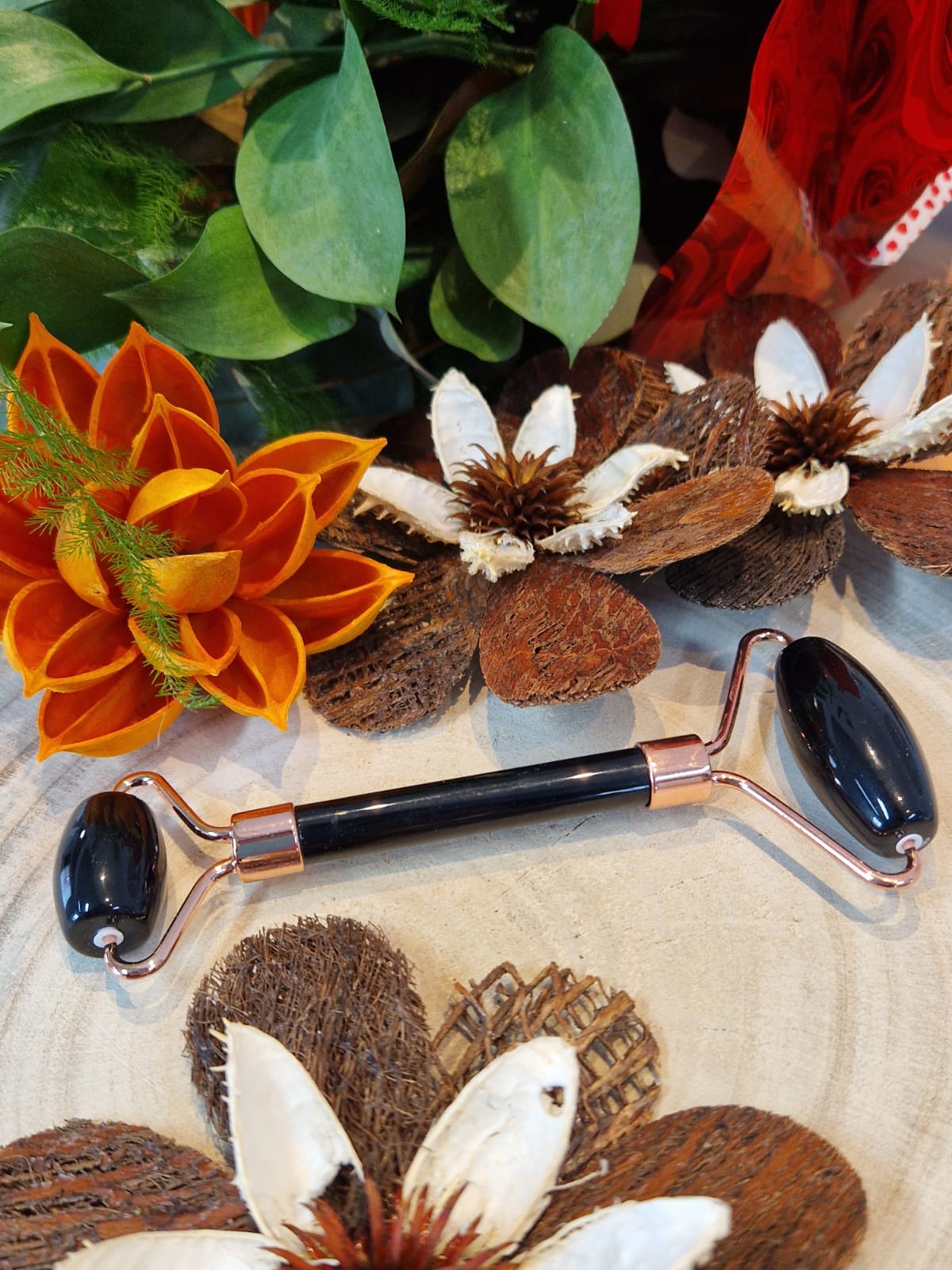 Face roller in pietra naturale ossidiana nera
