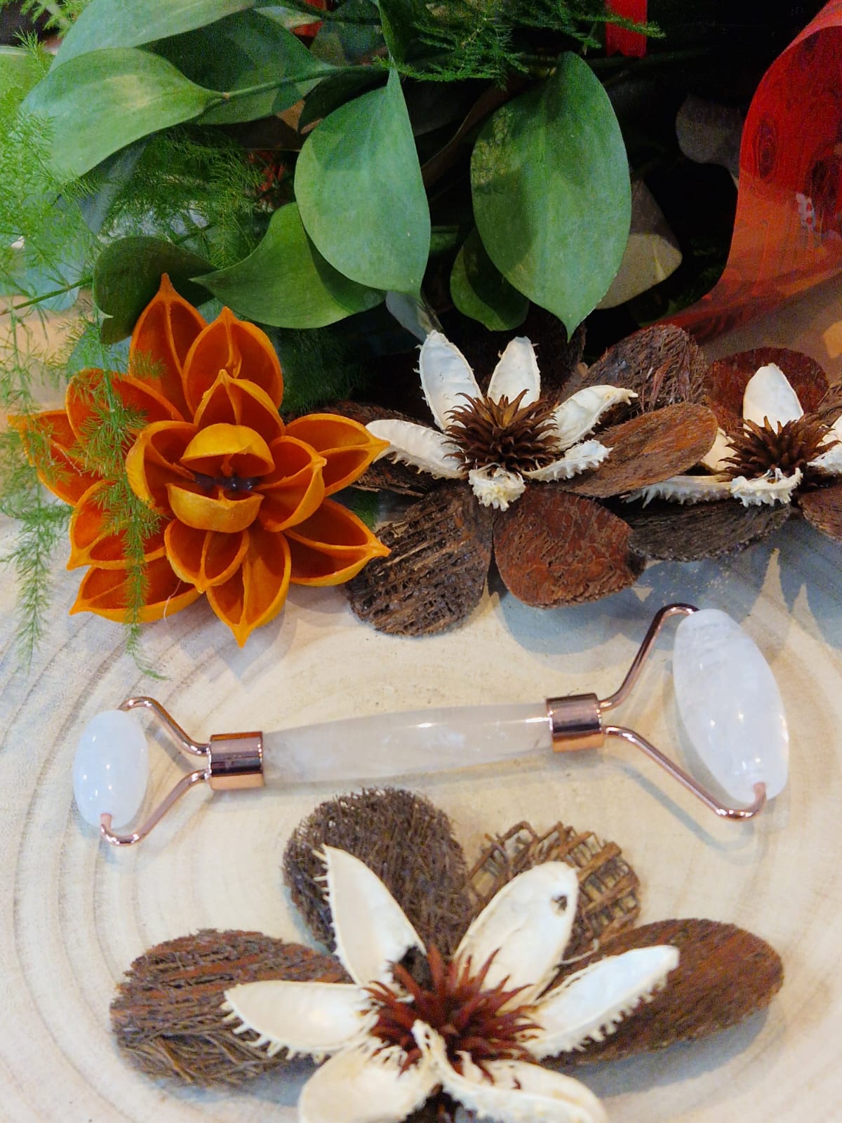 Face roller in pietra naturale quarzo ialino