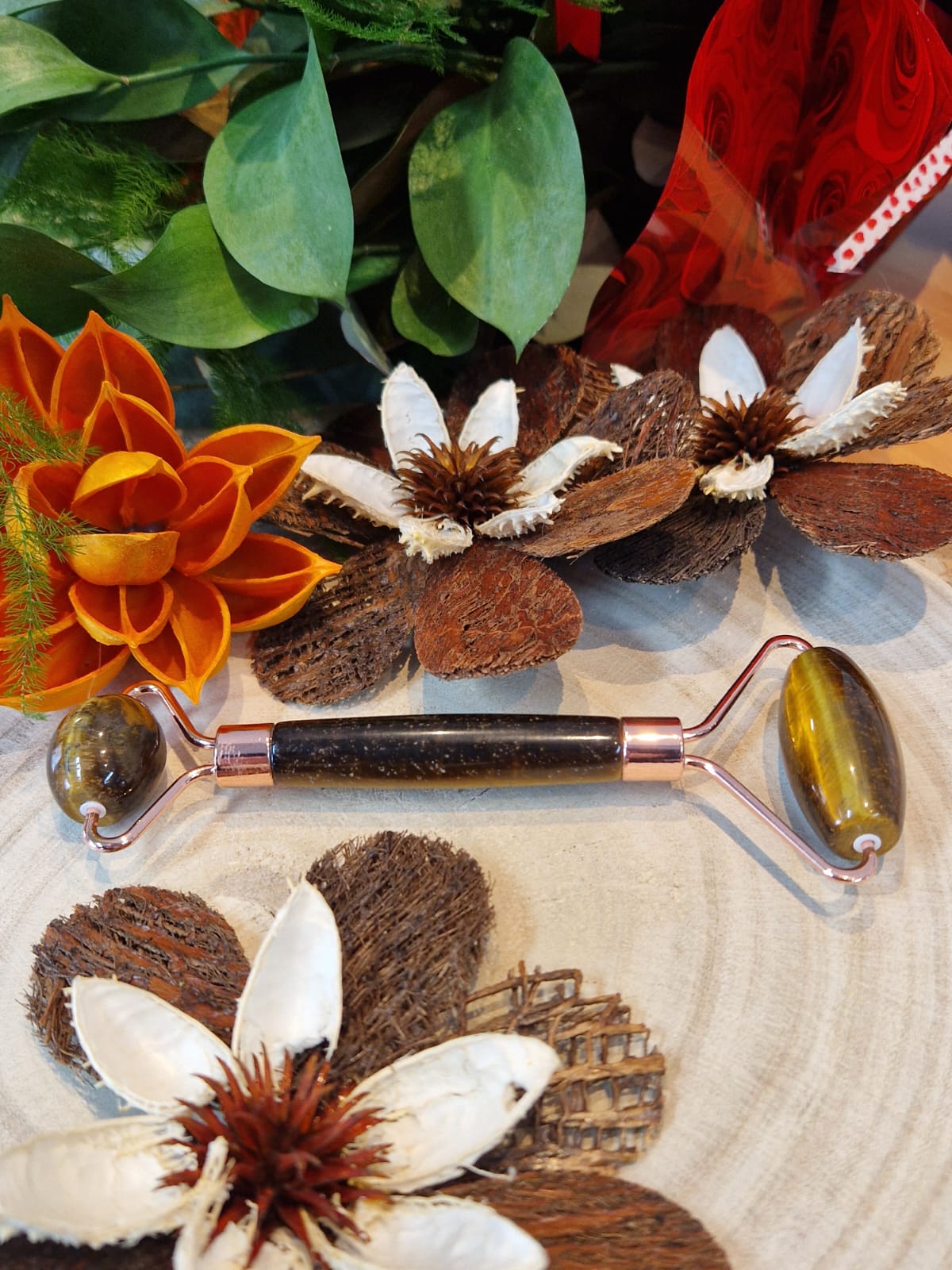 Face roller in pietra naturale occhio di tigre