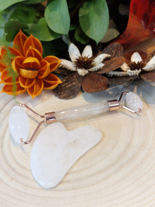 Face roller in pietra naturale quarzo ialino
