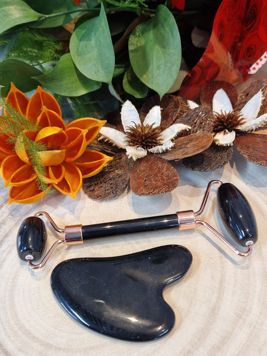 Guasha ossidiana nera pietra naturale