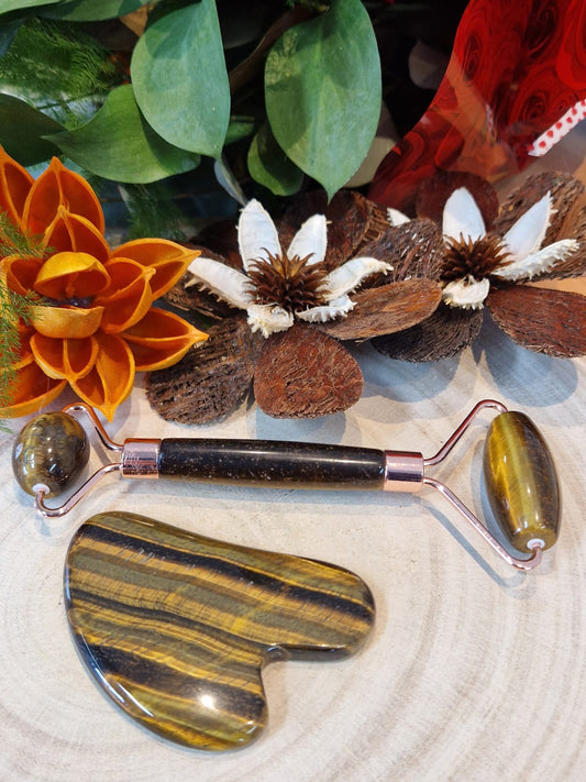 Face roller in pietra naturale occhio di tigre