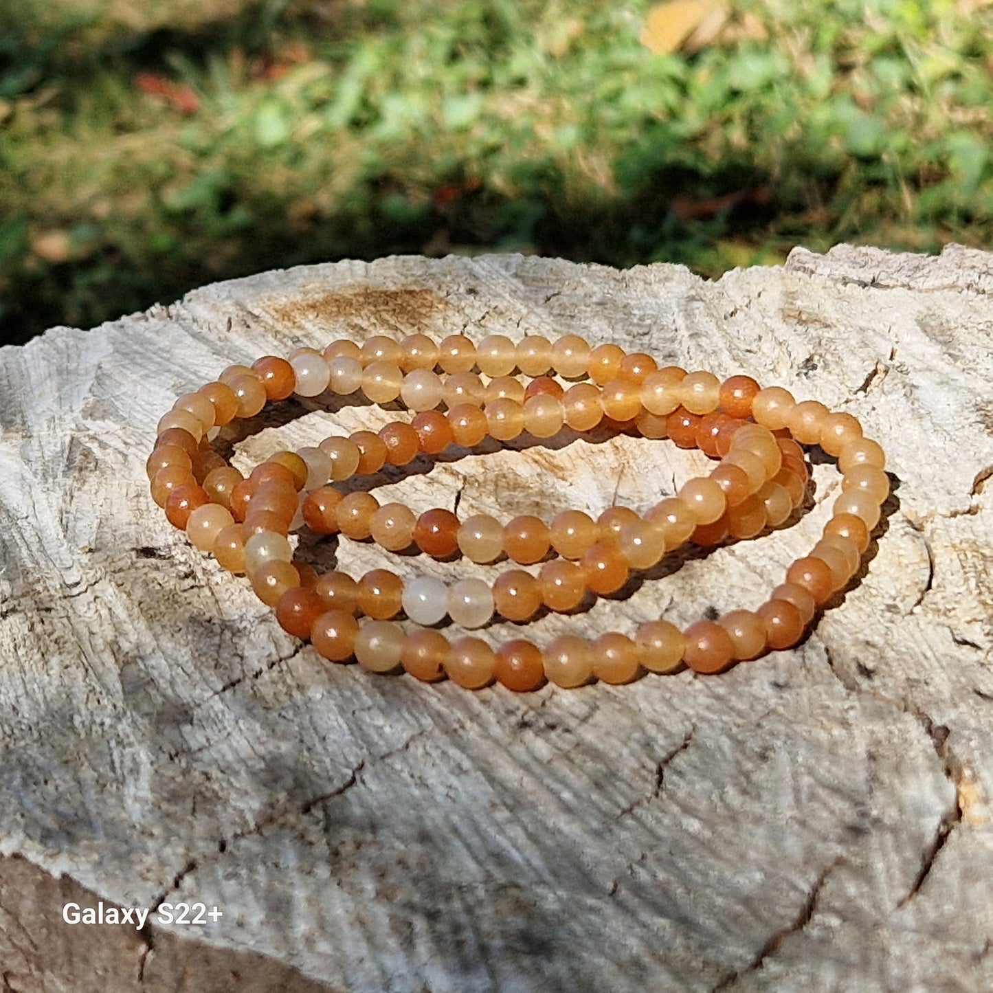 Bracciale 4 mm avventurina arancio pietra naturale