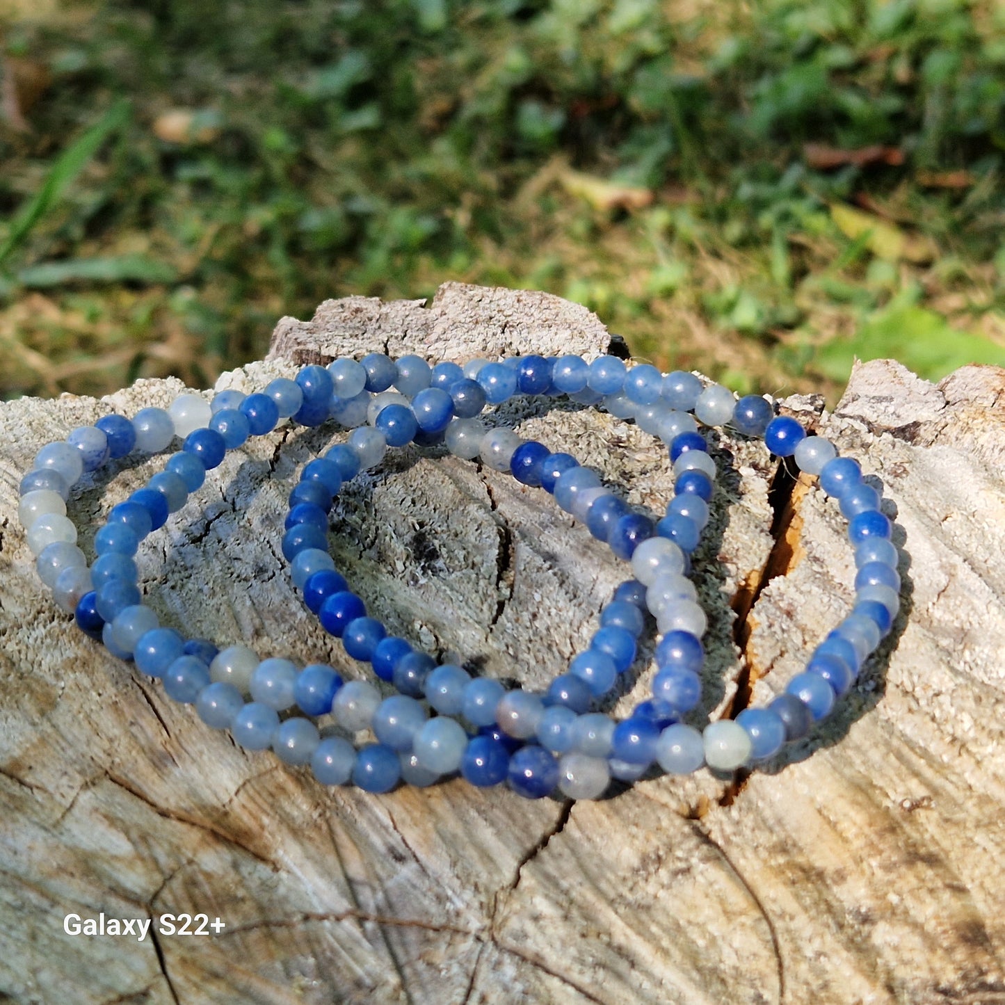 Bracciale 4 mm avventurina blu pietra naturale