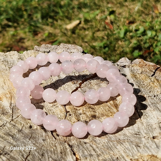 Bracciale 8 mm quarzo rosa pietra naturale