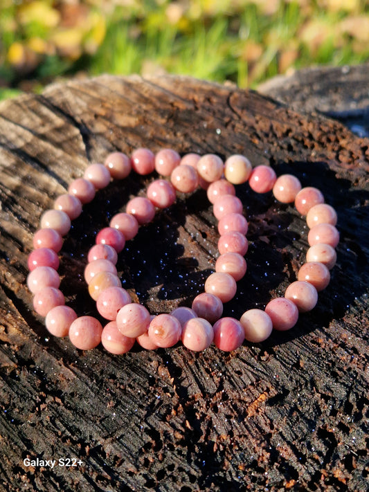 Bracciale 8 mm rodonite pietra naturale