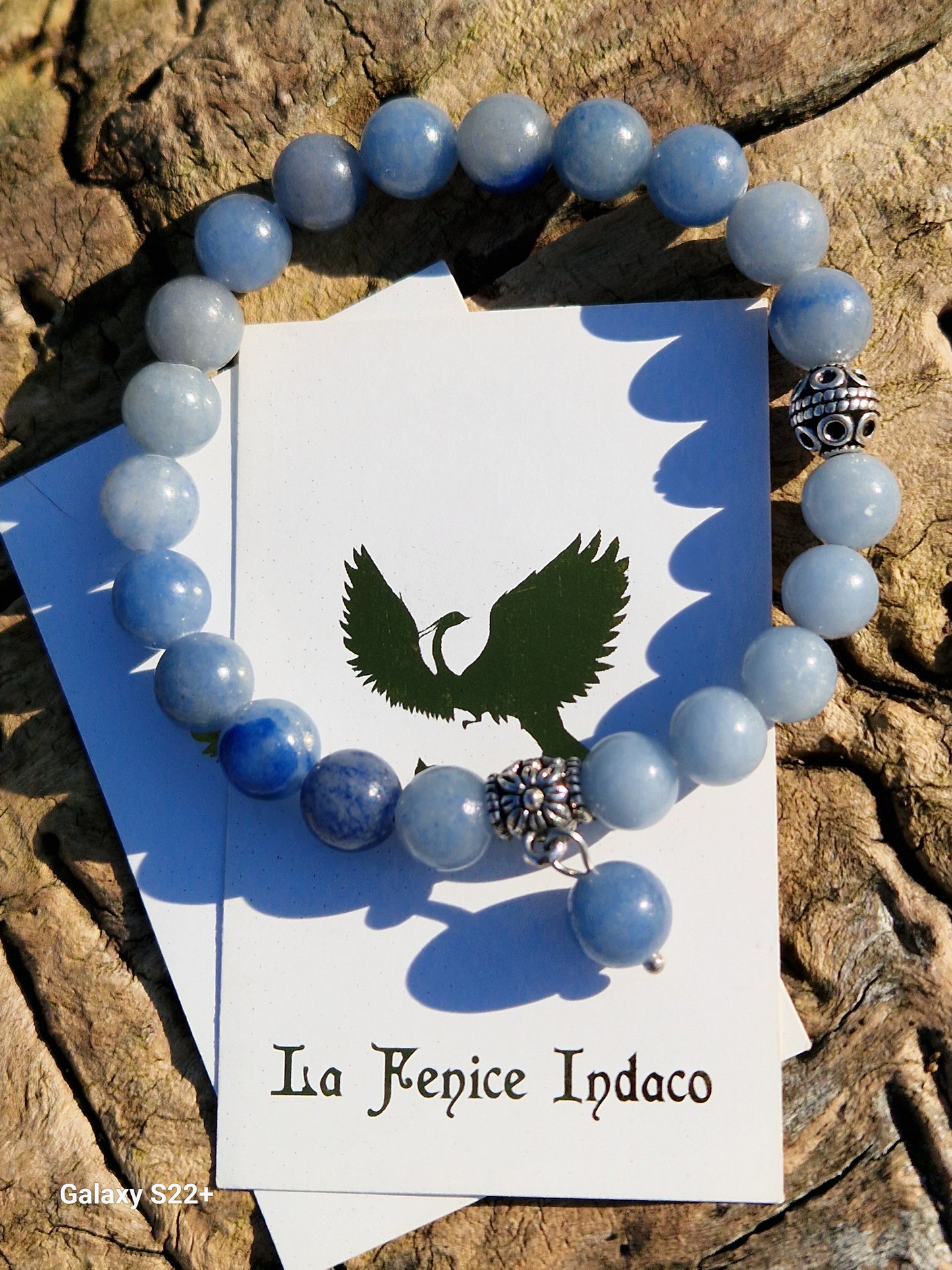 Bracciale in pietra naturale angelite e avventurina blu