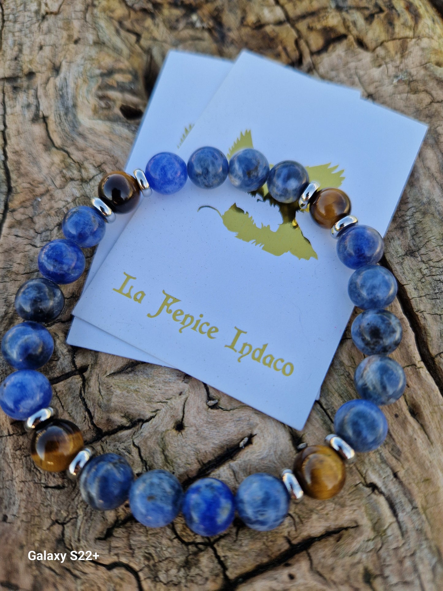 Bracciale uomo in pietra naturale sodalite e occhio di tigre