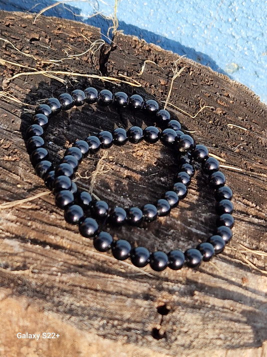 Bracciale 6 mm tormalina nera pietra naturale