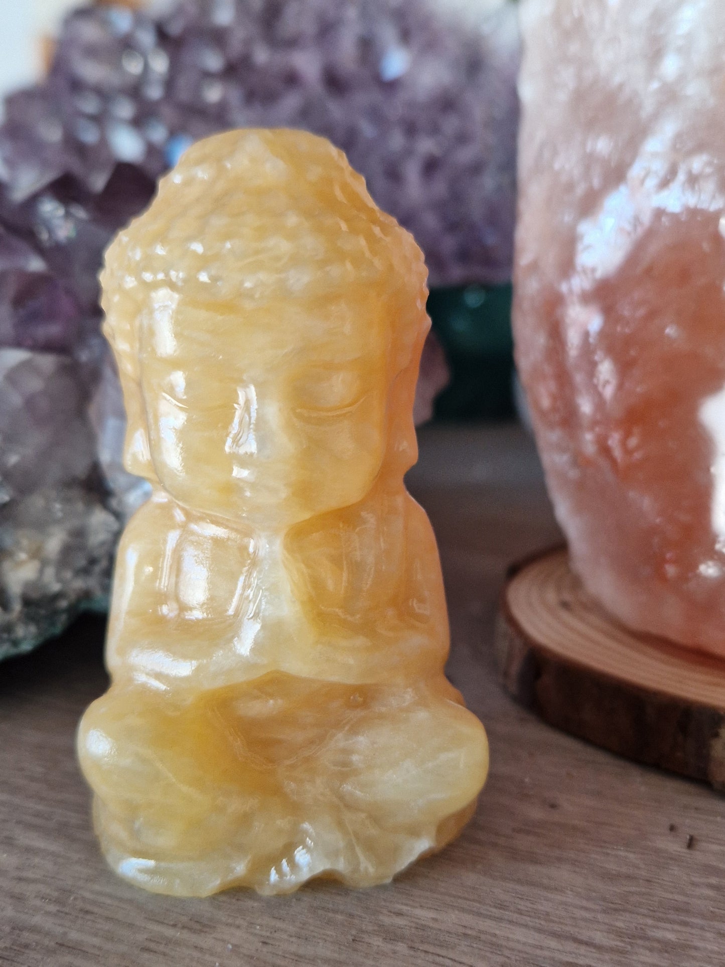 Statua di Buddha in calcite gialla pietra naturale