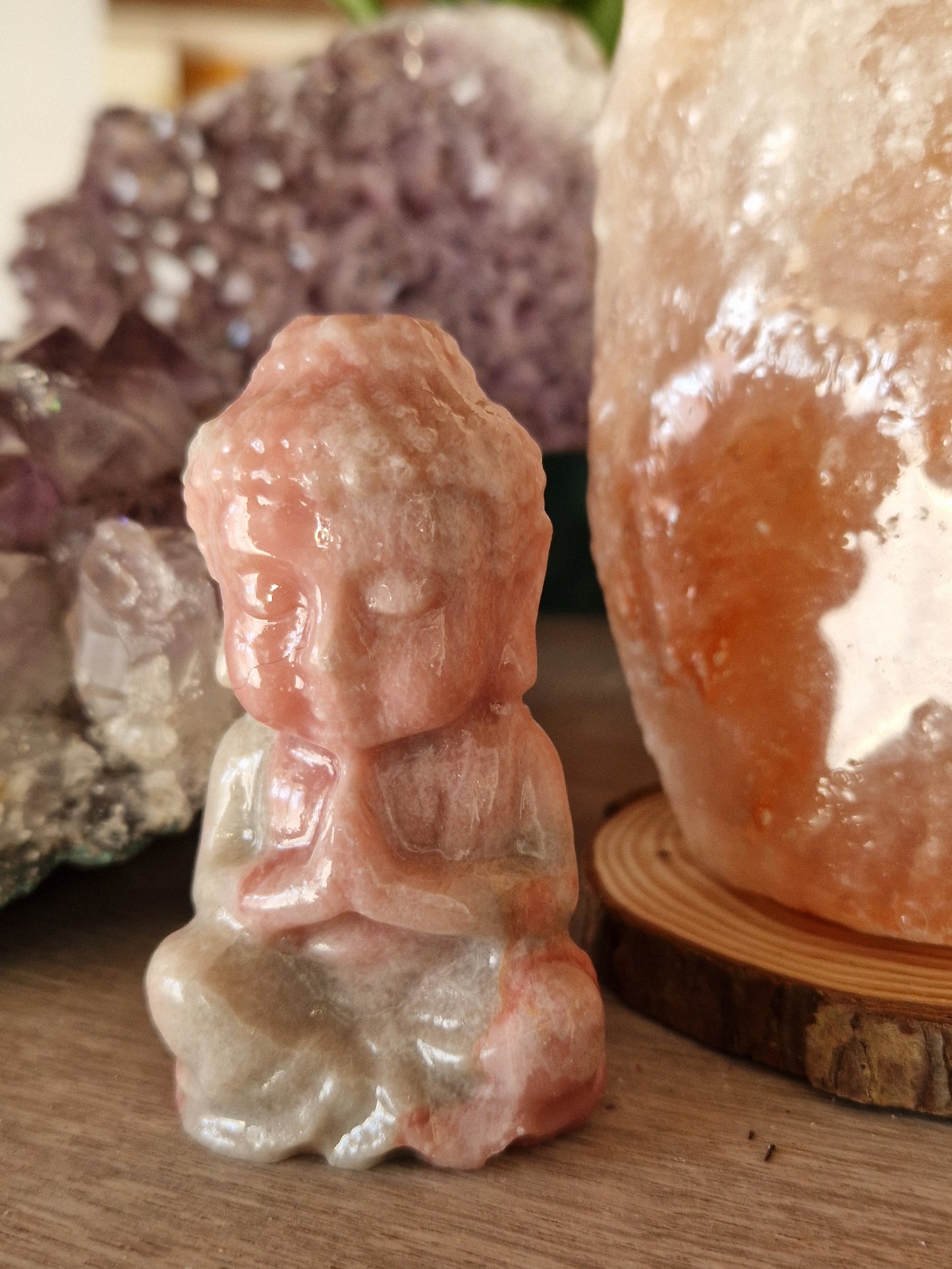 Statua di Buddha in rodonite pietra naturale