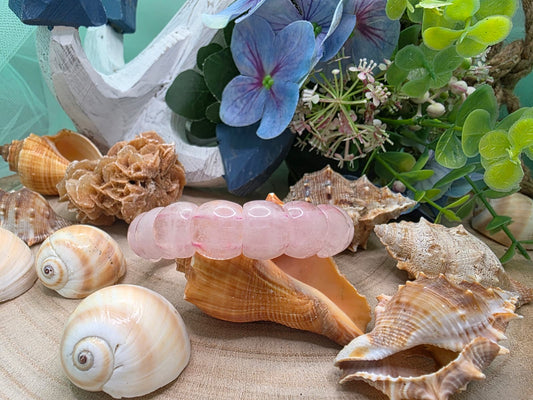 Bracciale fascia 2 cm quarzo rosa liscia pietra naturale