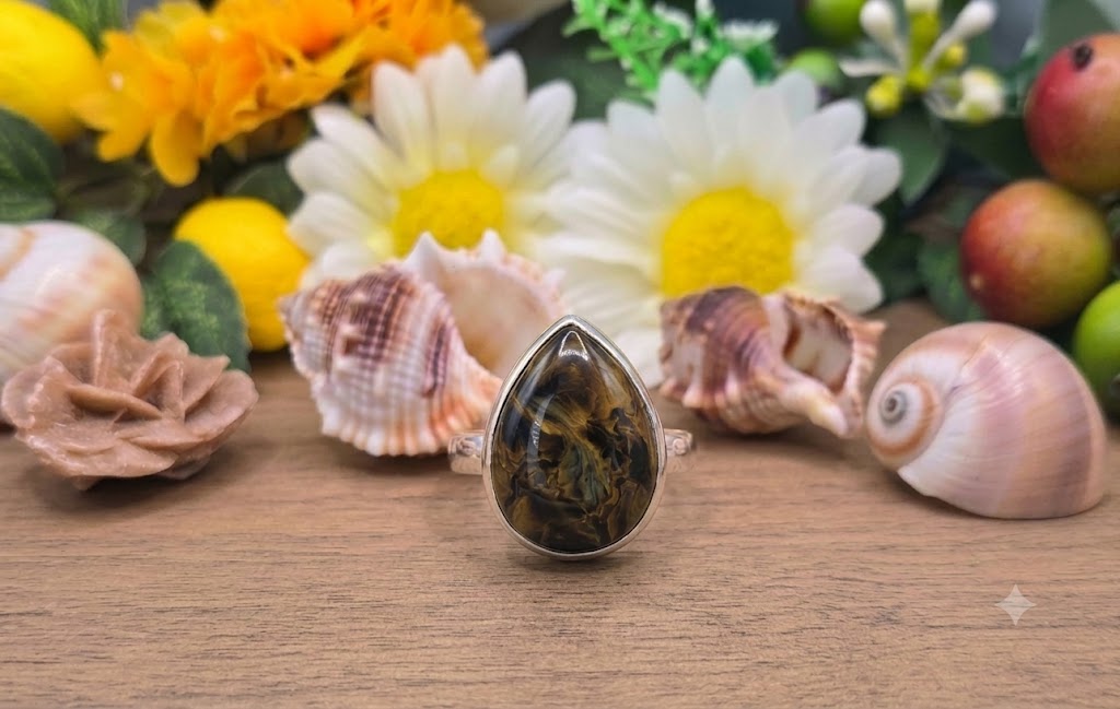 Anello Pietersite naturale su argento